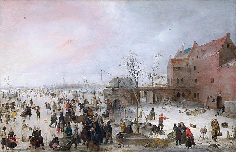 A Scene on the Ice near a Brewery, Hendrick Avercamp